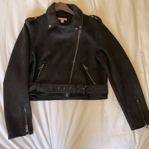 Francesca’s black faux suede coat
